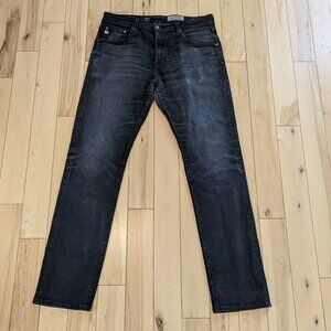 AG AG-ED Denim Everett Slim Straight 36x34 Dark Gray Distressed Whiskered Grunge